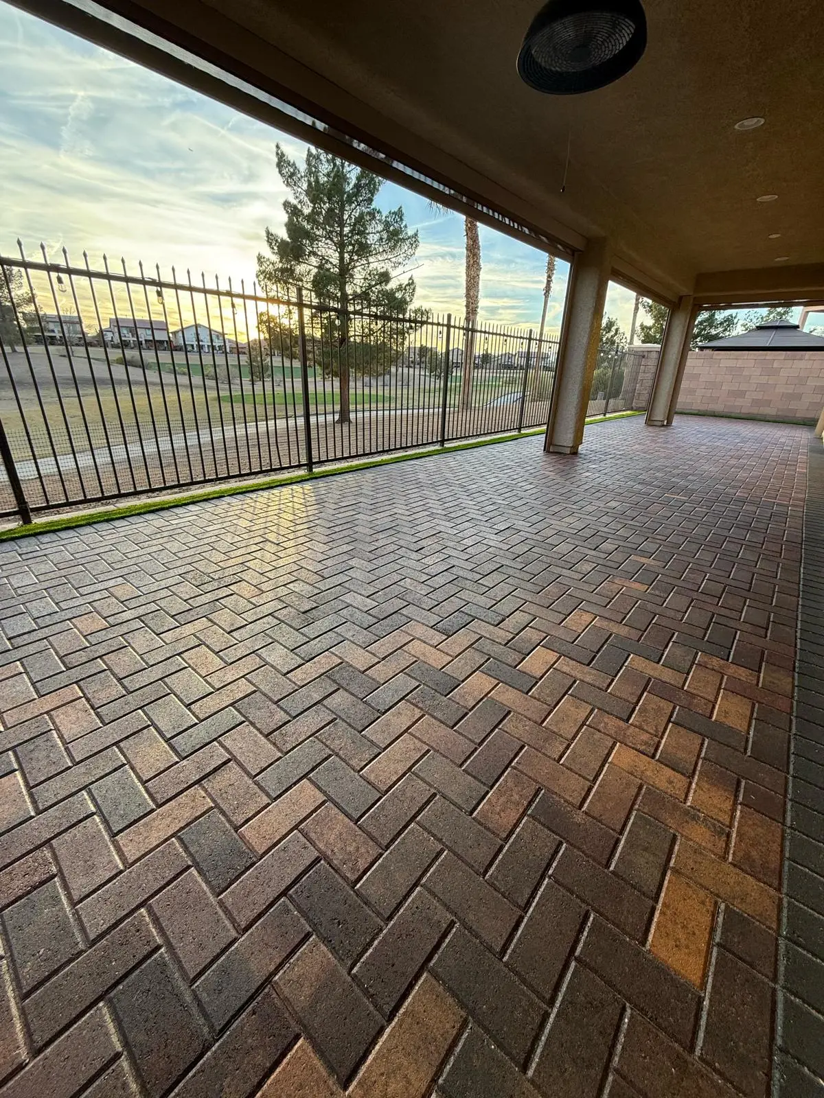 Paver sealing & repair in Las Vegas restored with fresh joint sand and sealer for lasting color