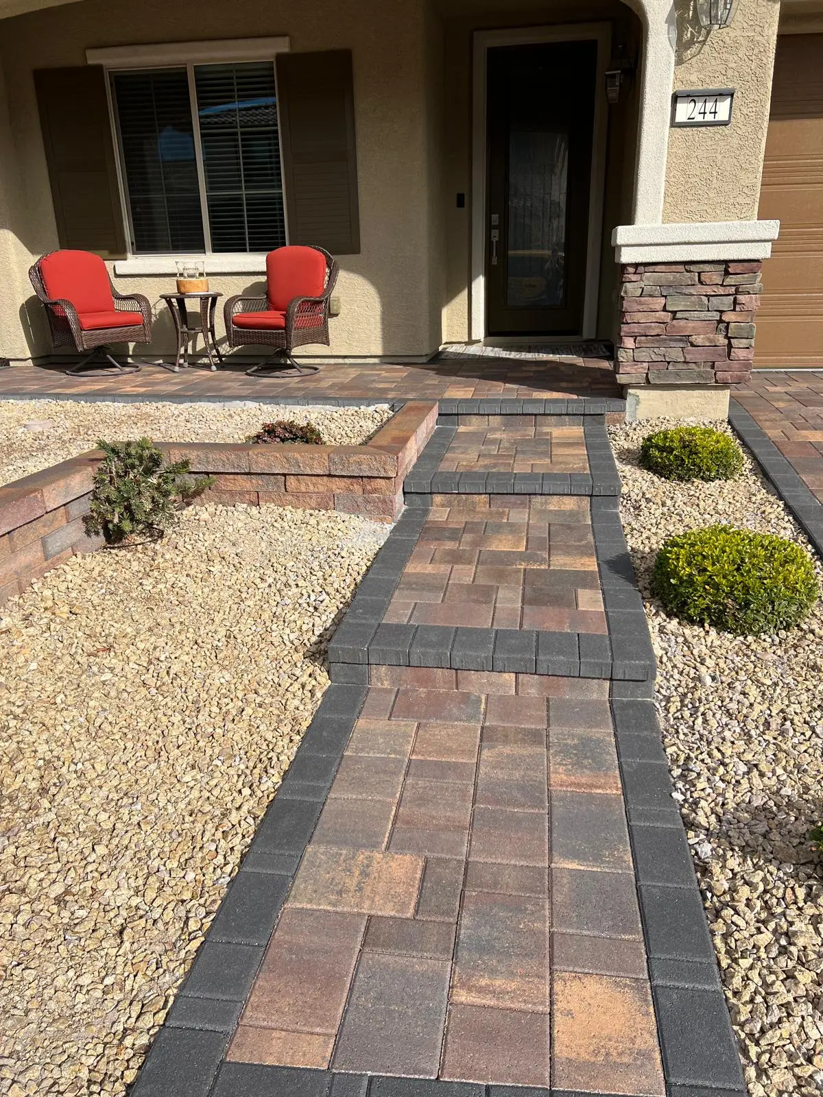 Paver steps in Las Vegas built into a landscaped slope