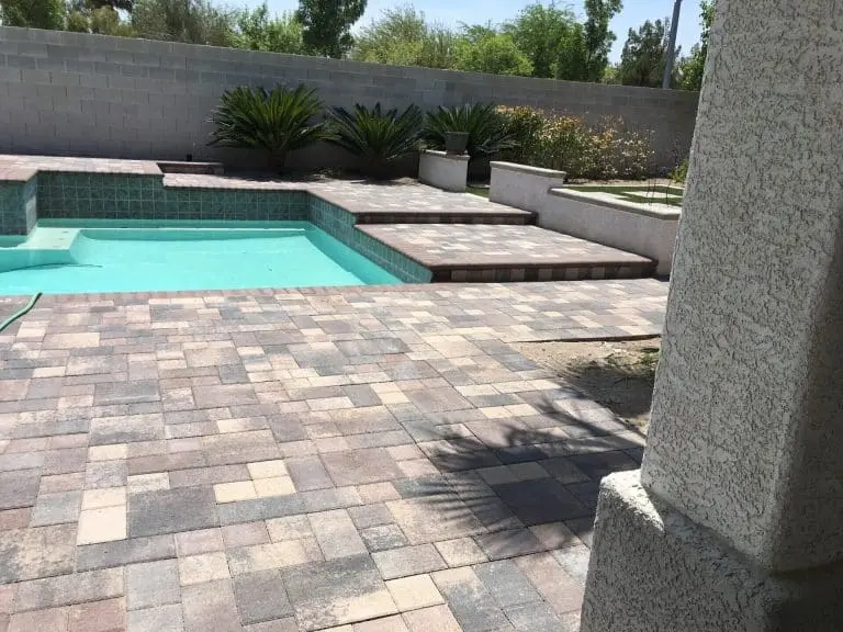 Slip-resistant paver pool deck
